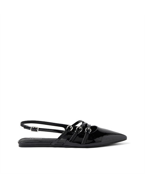 Moena Black Patent Leather Flat Shoes