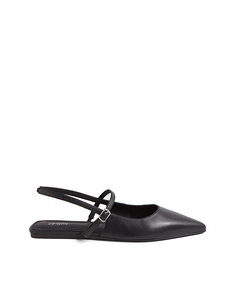 Madon Black Leather Flat Shoes