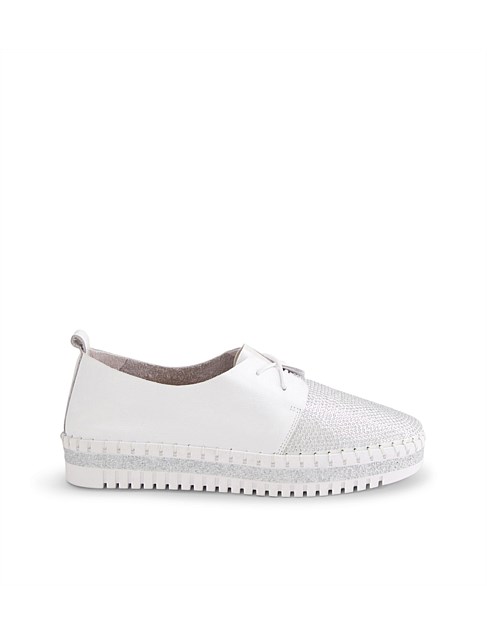 Marlies Silver White Jewels Leather Sneakers