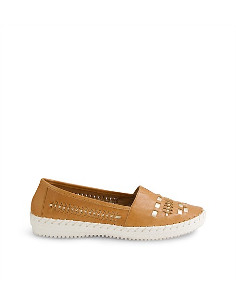 Wandies Dark Tan Gold Leather Loafers