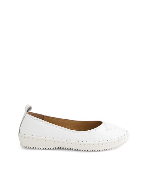 Waverley White Leather Flat Shoes