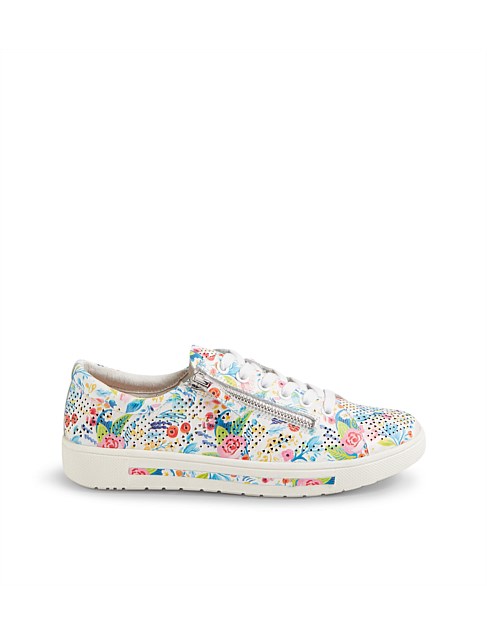 Equally White Tropic Flower Leather Sneakers