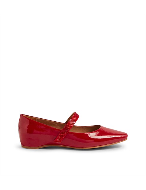 Parti Red Patent Leather Flat Shoes