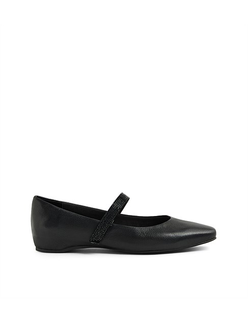 Parti Black Leather Flat Shoes