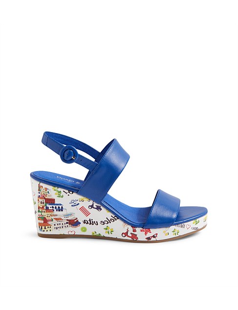 Paradicee Cobalt Amalfi Print Leather Sandals