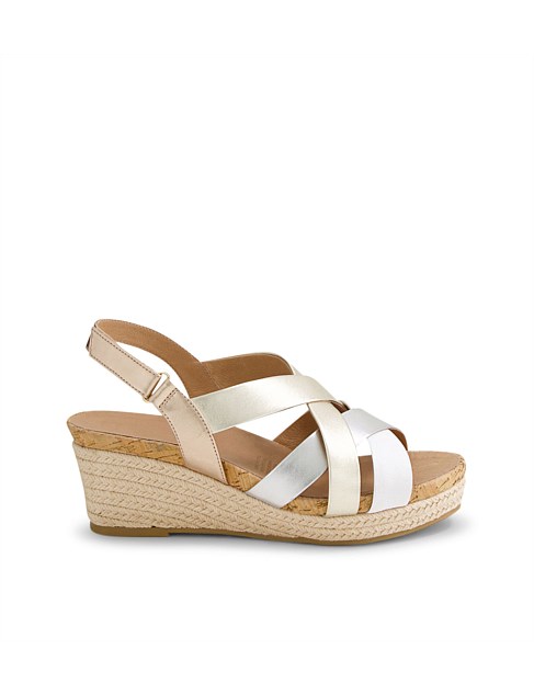 Casci White Metallic Multi Sandals