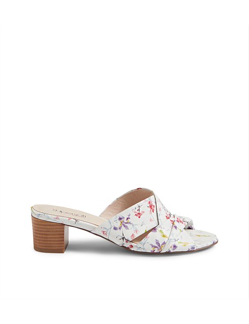 Carolines White Orchid Natural Leather Mules