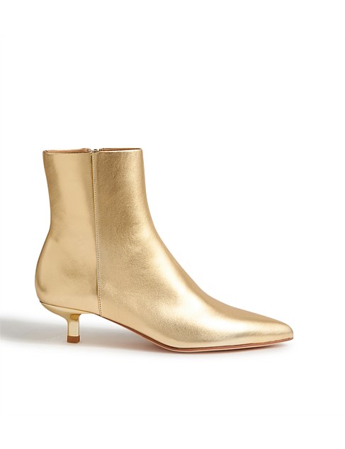 Cemila Gold Leather Ankle Boots