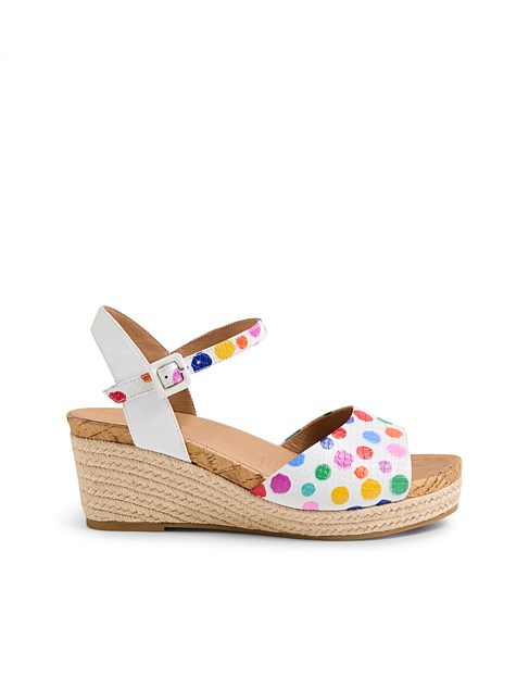 Cousin Rainbow Polka White Snake Leather Sandals