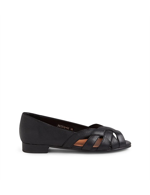 Petise Black Leather Ballet Flats