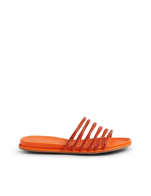 Battar New Orange Jewel Fabric Slides