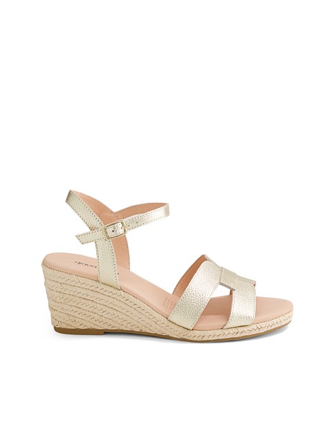 Jinger Pale Gold Tumble Leather Sandals