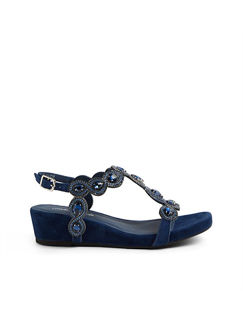 Wexler Navy Suede Jewels Sandals