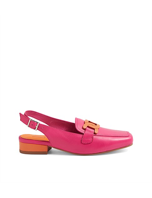 BOSSYS FUCHSIA ORANGE LEATHER MULES