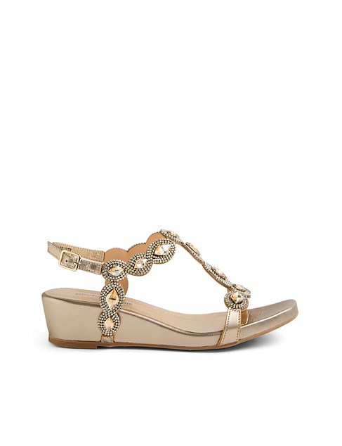 Wexler Champagne Leather Jewels Sandals