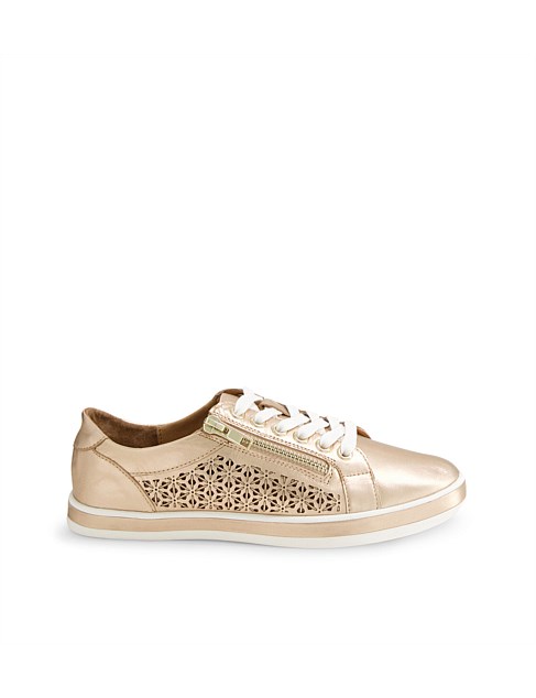 Apply Pale Rose Gold White Leather Sneakers