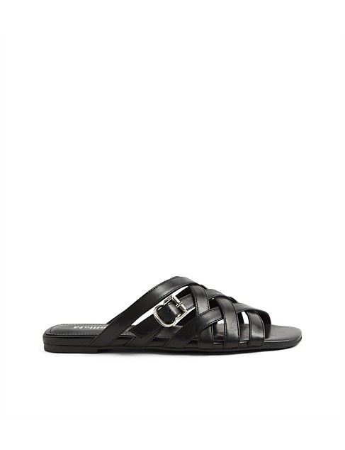 Raze Black Leather Sandals