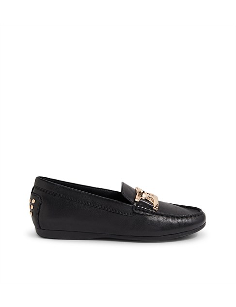 Embah Black Leather Ballet Flats