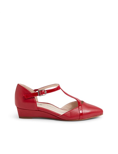 Ember Dark Red Leather Patent Flat Shoes