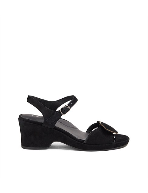 Nisha Black Suede Patent Sandals