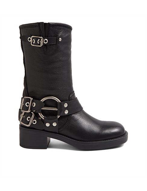 Kacee Black Leather Calf Boots