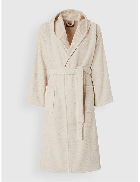 CHALK HOODED BATHROBE M