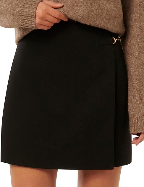 EDIE BUCKLE DETAIL WRAP SKIRT