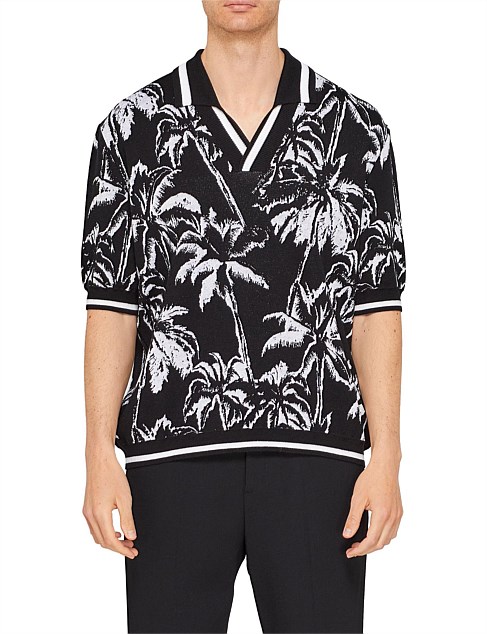 BALMAIN SIGNTURE PALM TREE PRINT KNIT