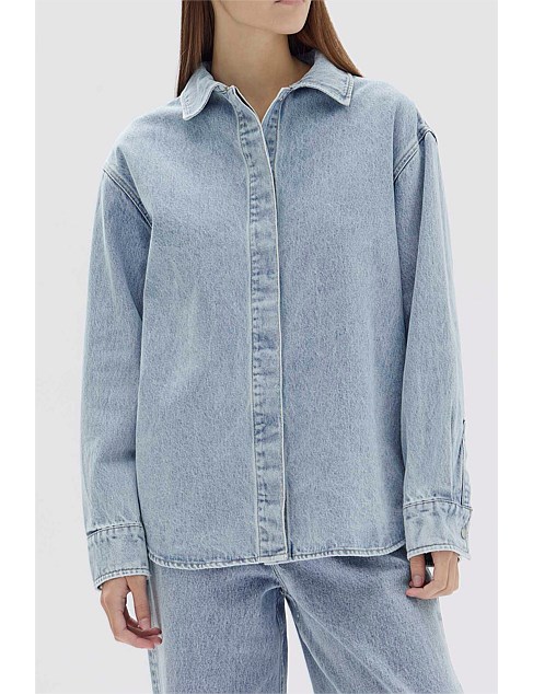 Rylee Denim Overshirt Light Stone