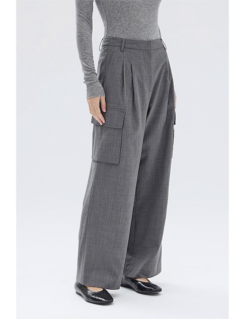 Isara Wool Cargo Pant Charcoal Melange