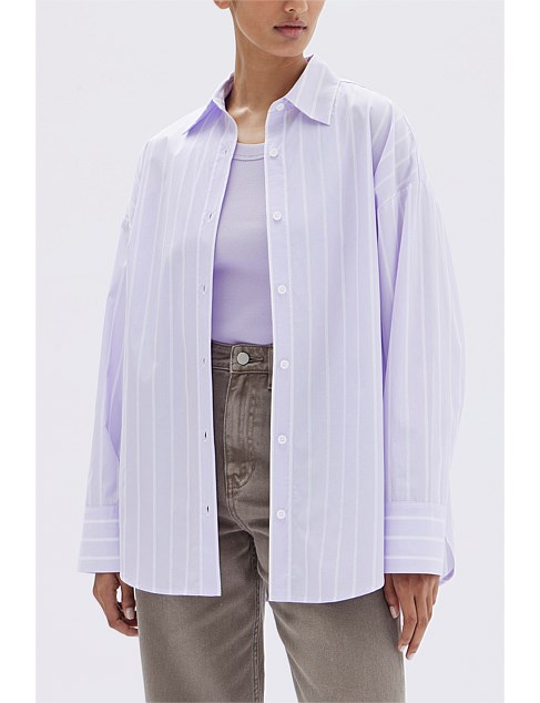 Tala Poplin Stripe Long Sleeve Shirt Jacaranda/White