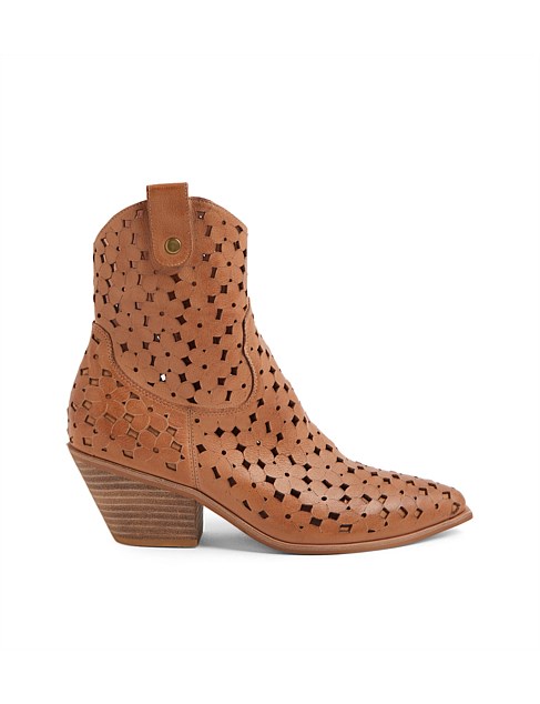 Dennia Dark Tan Leather Ankle Boots