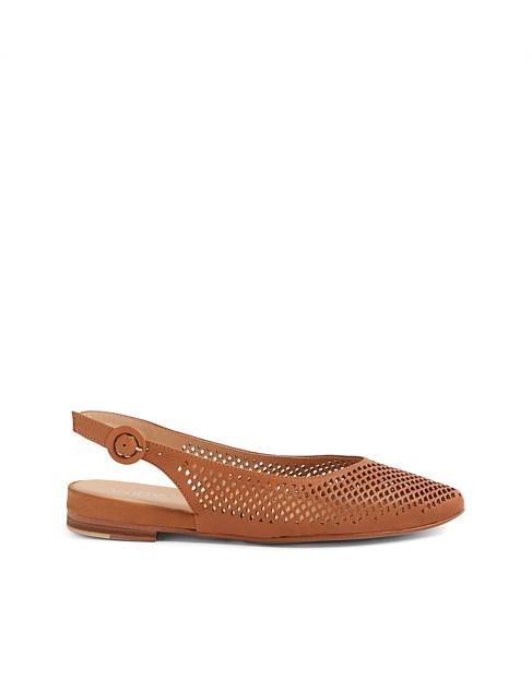 Filoy Dark Tan Leather Flat Shoes