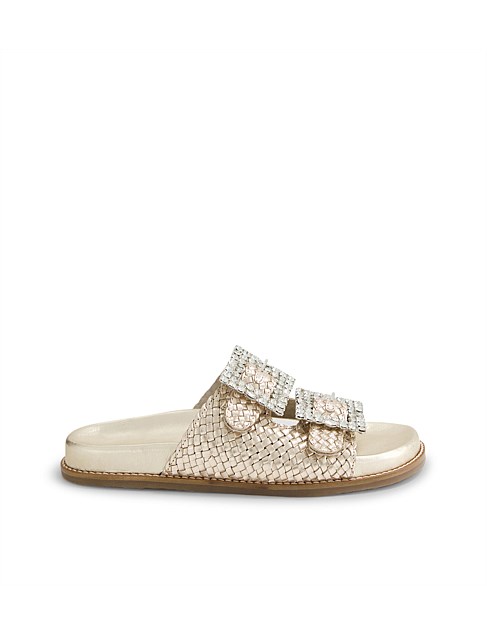 Remmy Gold Metallic Leather Slides