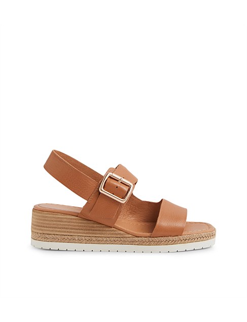 Issy Dark Tan Leather Sling Back Sandals