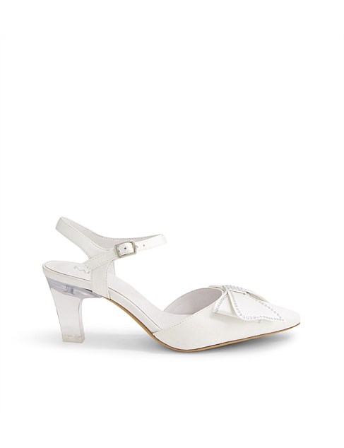 Fenta Ivory Silver Jewels Satin Heels