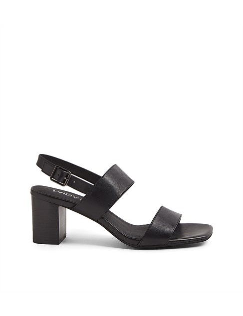 Jennal Black Leather Sling Back Sandals