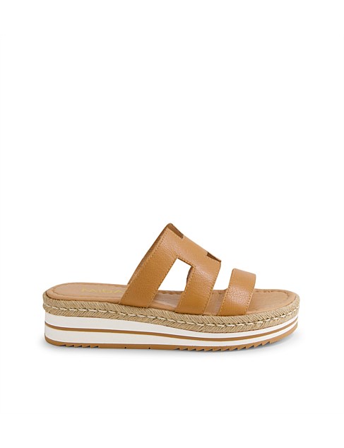 Aopings Dark Tan Leather Slides