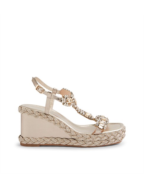 Vixel Champagne Leather Jewels Sandals