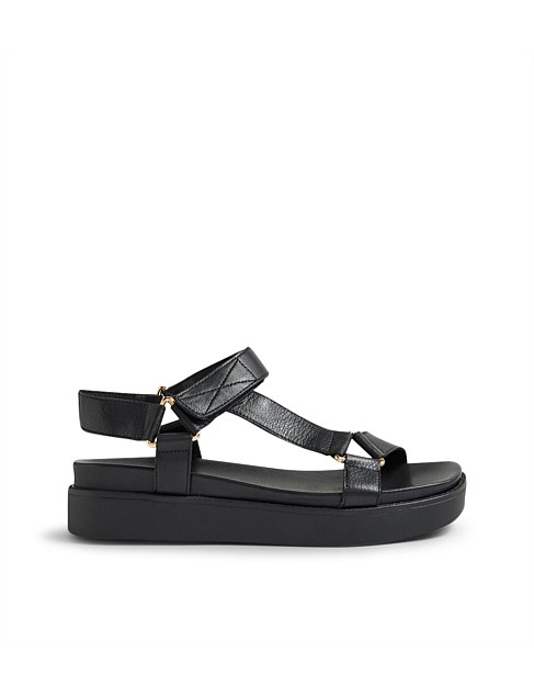 Benie Black Leather Sandals