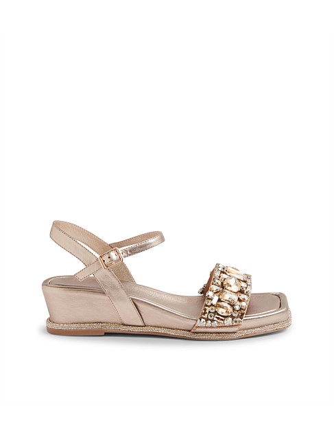 Avver Champagne Leather Jewels Sandals