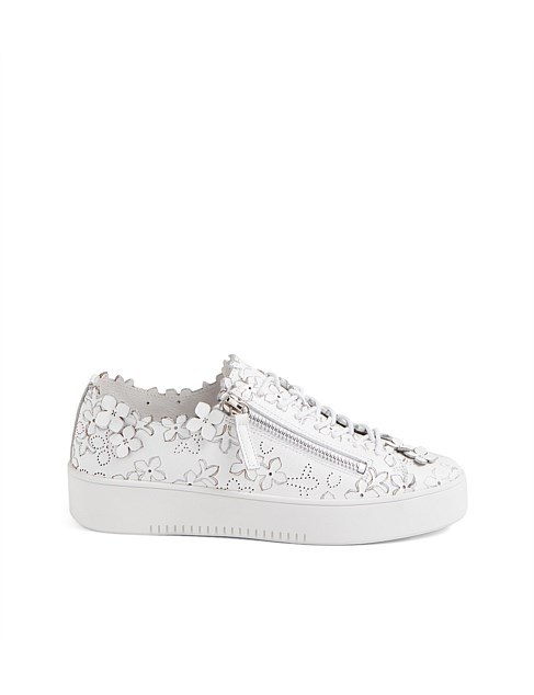 Lerry White Silver Leather Sneakers