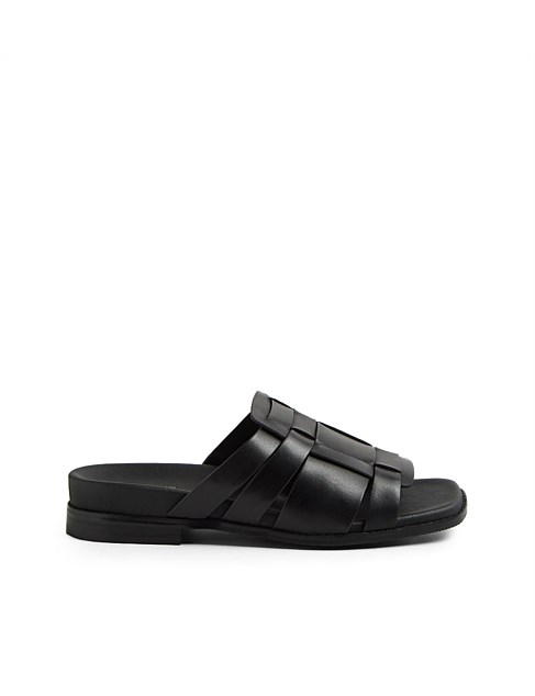 Everlly Black Leather Slides