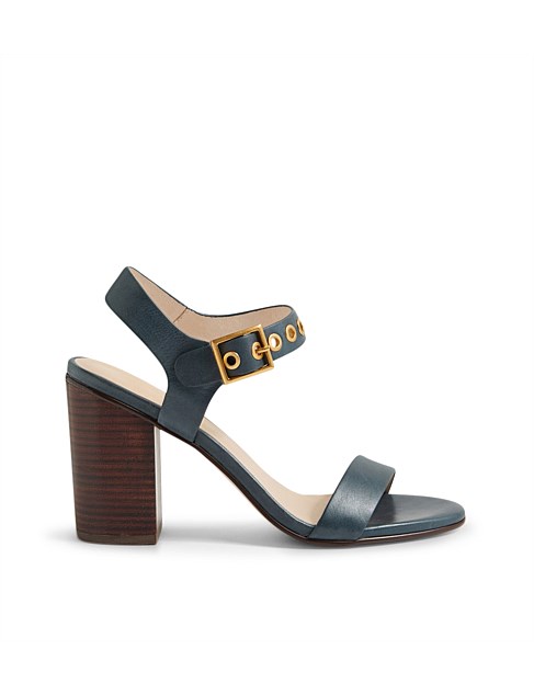 Ovinna Navy Dark Brown Leather Sandals