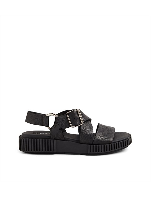 Irring Black Tumble Leather Sandals