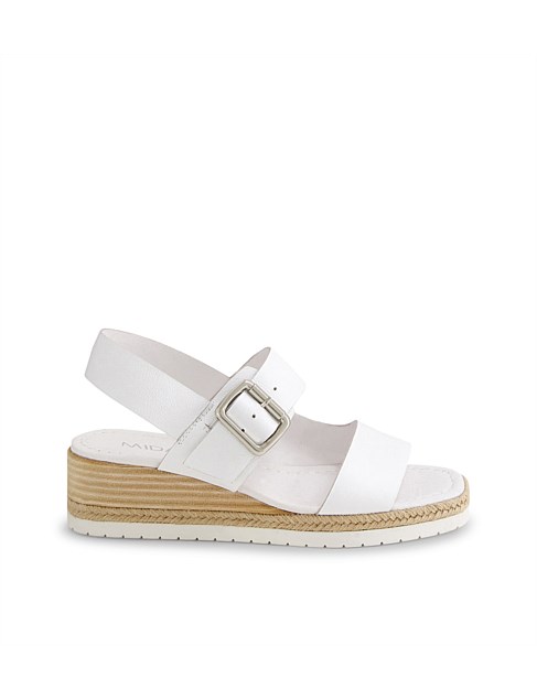 Issy White Leather Sling Back Sandals