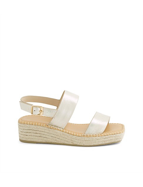 Yoona Gold Natural Rope Scratch Leather Espadrilles