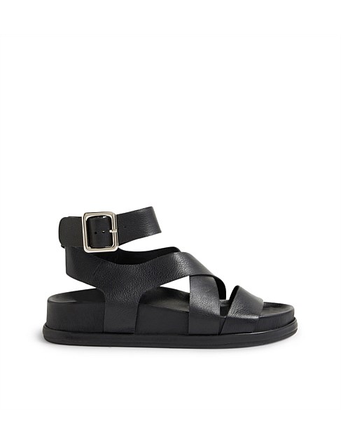 Greyes Black Leather Sandals