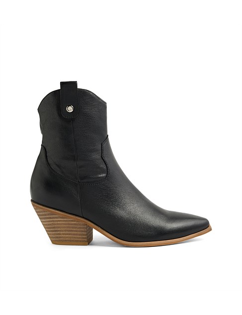 Dallon Black Natural Leather Ankle Boots