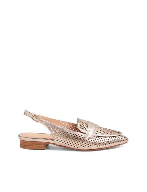 Della Champagne Leather Flat Shoes